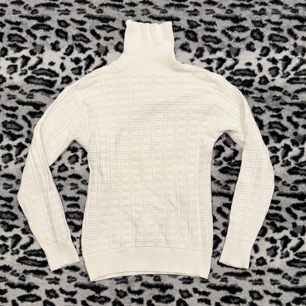 Elegant Muscle-Fit Cream Turtleneck Sweater for Men